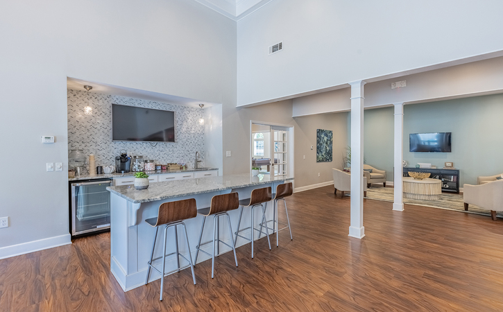 The Greens At Tryon Raleigh Apartments Resident Clubhouse KItchen Coffee Bar
